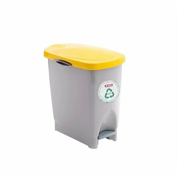Araven Polypropylene Trash Bin with Pedal, 5.8 Gal, Yellow, 4PK 45400